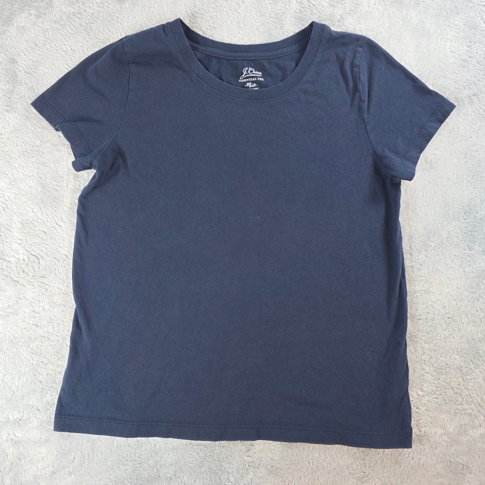 J.Crew Women Small Navy Blue T-Shirt Essential Tee Cotton Short Sleeve K4224